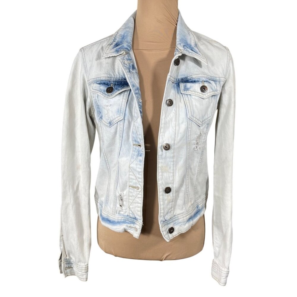 Mudd Distressed Denim Jean Jacket Size M Junior Light Wash